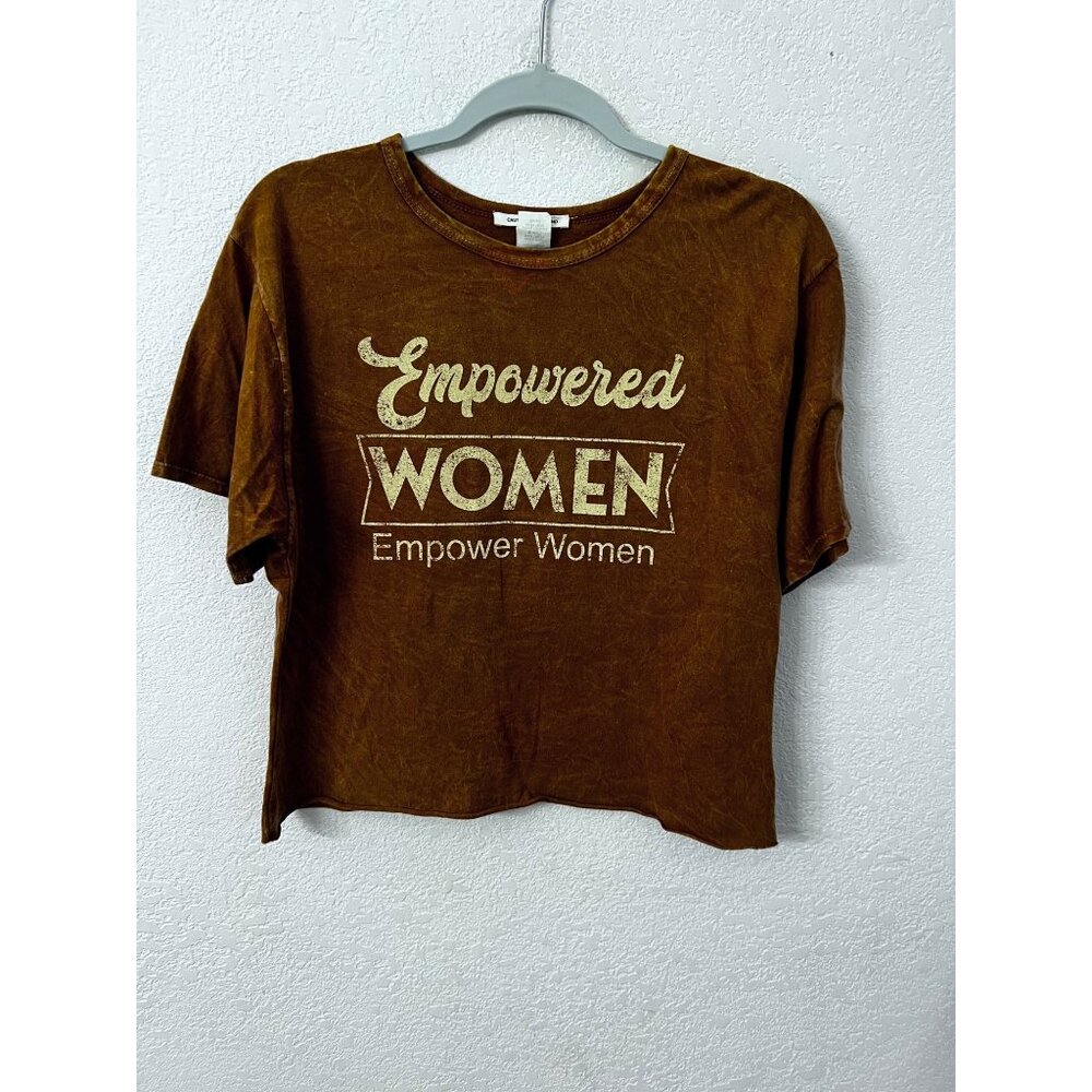Caution To The Wind Womens Empowered T-Shirt S Brown 100% Cottonwomen size small